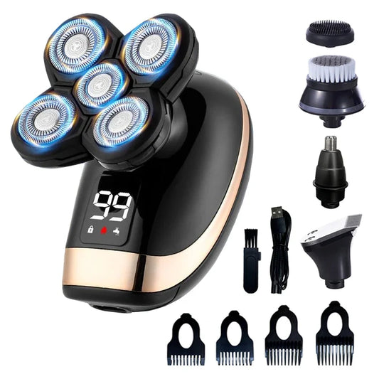 5 in 1 Electric Razor Electric Shaver Rechargeable Shaving Machine for Men Beard Razor Wet-Dry Dual Use Waterproof Fast Charging