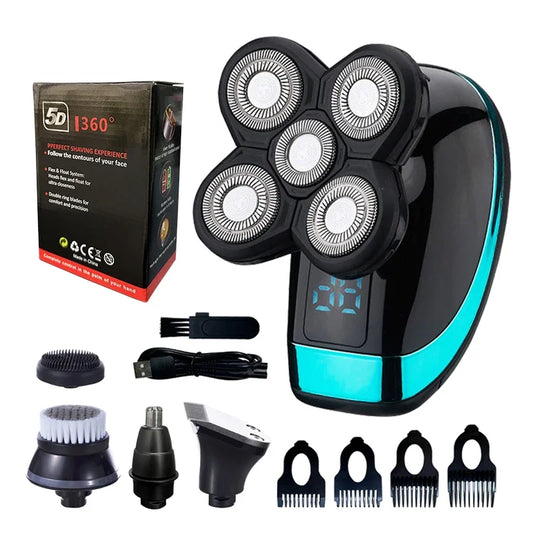 5 in 1 Electric Razor Electric Shaver Rechargeable Shaving Machine for Men Beard Razor Wet-Dry Dual Use Waterproof Fast Charging